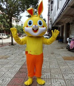 Prestanda docka gul kanin maskot kostym halloween jul fancy party djur tecknad tecken outfit kostym vuxna kvinnor män klänning karneval unisex vuxna