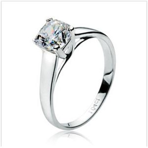 1CT Radiant Cut Diamant för kvinnor Vitguld AU750 Engagement 18K Fine Smycken Ring Aldrig blekna