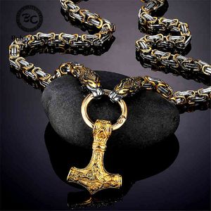 Dragon Mens Head Collane Viking Vegvisir Amuleto Mjolnir Ciondolo Rune norrene Ancora Acciaio inossidabile Mix Gold King Chain Jewelry9PT39PT3T47Q