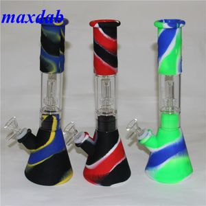 Silicone Bong Beaker Base Hookah Pipes Water 14mm Female Inbreakable Bongs dab oil rig Com Silicon Downstem Glass Bowl Smoking