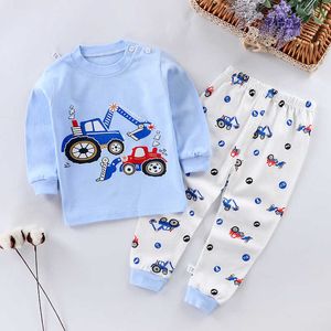 Дети Pajamas дети мультфильм пижама детская одежда набор Осенние хлопчатобумажные новости мальчики девушки животных пижамы пижамы Pajamas набор 210908