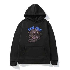 Fashion Creativity Sp5der 555555 Angel Number Hoodie Men Women Spider Web Pattern Hooded Sweatshirt Couples Kawaii Hoodies Tops Y1218