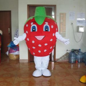 Costume mascotte fragola di Halloween Personaggio a tema anime di frutta di cartone animato di alta qualità Costumi di carnevale di Natale Taglia per adulti Festa di compleanno Abito da esterno