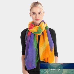 Rainbow Scarf Новые Женщины Voile Шаль Длинные Полосатые Печать Саронги Hijab Beach Купальник Крышка Бикини Шарф Парео Буфандас