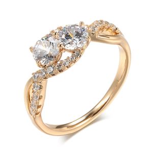 Creative Rose Gold Bridal Обручальные кольца Cubic Zirconia Love Ring для женщин Подарочные Ювелирные Изделия