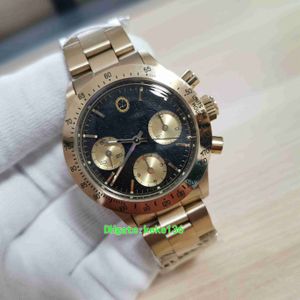 Orologio vintage di alta qualità 38mm Cosmograph Paul Newman 6263 Cronografo Oro giallo Quadrante nero ETA 7750 ST19 Movimento meccanico a carica manuale Orologi da uomo