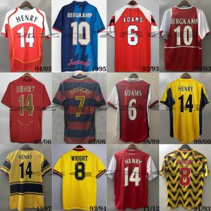 Henry 00 02 04 05 06 Retro Soccer Jerseys Highbury 1998 1998 1998年1999年ベルガケットV. Persie 94 95 96 97 Tierney Wright Reyes Camiseta Futbol Adams古典的なフットボールのシャツ