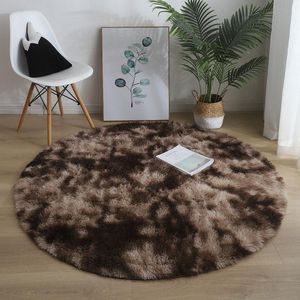 Carpets Rainbow Fluffy Round Rug Living Room Decor Faux Fur Rugs Kids Long Plush For Bedroom Shaggy Modern Mats