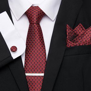 Necktie Hanky Cufflinks Tie Clips Set for Men Formal Wedding Party Neckties Man For Tie Floral 100% Silk Business Jacquard Gift