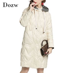 Winter Women Fashion Long Hooded Parka Coat Thicken Warm Sleeve Outerwear Solid Pockets Cottton Padded Jacket 210515