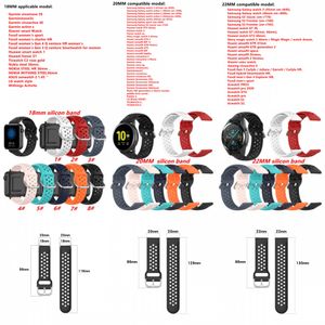 18mm mm mm Silicone Watchband för Samsung Galaxy mm mm Active2 Gear S2 S3 Strap Band Bracelet Huawei Watch GT2