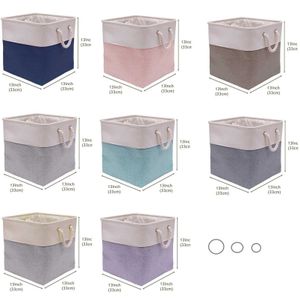 Large Cube Folding Storage Basket Linen Fabric Organizer Kids Toys Box Shelf Nursery Home Closet Clothes Bin 210609