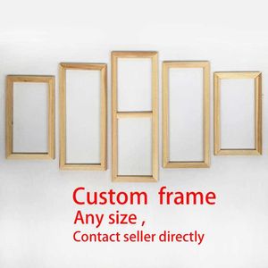 Custom Wood Frame DIY Inner Ram ram för 5 panel Unframed Canvas Oljemålning Målare Galleri Väggkonst Skriv ut 210611