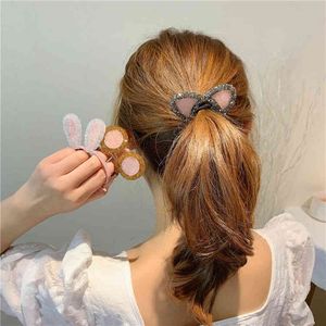 Hair Accessories Jewelry Korea 2021 Cartoon Rope Children Adult Cute Cat Ear Circle Rabbit Head Rubber Band