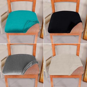 Chair Covers Solid Color Cover Velvet Cushion Stretch Dinner Slipcover Dustproof Srat Case Washable Seat Protector