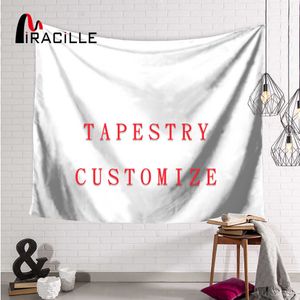 Miracille personalizado tapeçaria com sua própria imagem poliéster casa decoração parede pendurado arte toalha de praia para quarto de vida 210609