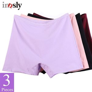 3 piezas / paquete 6xl tamaño grande boyshort ropa interior boxer hembra seguridad pantalones cortos de gran tamaño damas bragas de algodón 210730