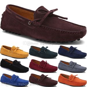 208 New Fashion mens Scarpe casual in pelle Stile britannico primavera Coppia Genuine Peas Scrub uomo Drive Lazy man soprascarpe outdoor comodo traspirante nero giallo