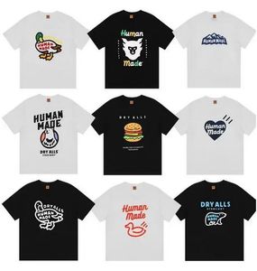 Von Menschen hergestellte japanische Herren- und Damen-T-Shirts, Designer-T-Shirt mit niedlichem Kurzarm-Cartoon-Entenmuster, lockeres Baumwoll-Paar-T-Shirt