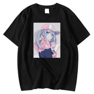 カジュアルな通気性男性Tシャツ春夏Tシャツ漫画ピンクガールハラジュク印刷トップスクルーネックファッションTシャツメンY0809