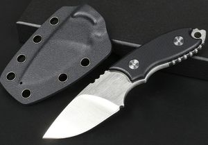 High End Küçük Survival Düz Bıçak D2 Saten Damlama Noktası Blade Tam Tang Siyah G10 Kolu Açık EDC Sabit Bıçaklar Kydex ile Bıçaklar