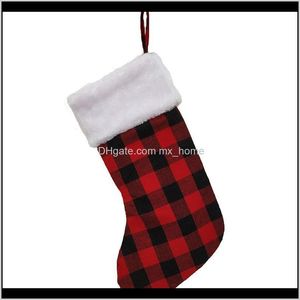 Christmas Toy Party Toys Gifts Drop Delivery 2021 Chrismas Socking Gift Bags Check Cloth Xmas Tree Pendant Biggift Bag Decor Candy Hanging So