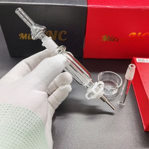 Mini 10mm Micro NC Kit Hookahs With Titanium Nail Ash Catcher oil Rig Dab Straw Glass Pipes Boutique Box Red Black Optional VS Bong