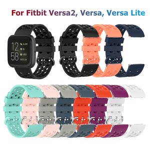 10 Färger Fitness Armband Armband Rem Vattentät Armband Sport Kvinnor Mjuka Silikon Lufthål Remsor För Fitbit Versa 2 Lite Versa2 Smart Watch Band