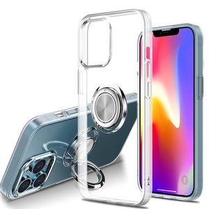 Bracket Transparent Fodral för iPhone 13 12 Mini 11 Pro XS Max XR X 8 7 6 Plus Samsung S22 Ultra S21 Fe Huawei P50 Soft TPU Hållare Telefonlock