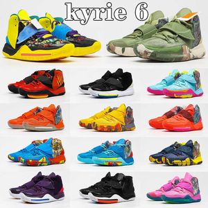 Top Fashion Kyrie VI 6 6s Neon Graffiti Mens Basketball Shoes Red High Quality woman man Trainers baskets Outdoor Sports Sneakers Athletics