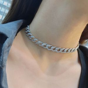 Trendy Chorker Necklace Micro pave zircon 925 Sterling Silver Pendant Necklaces for Women Men Party Hiphop jewelry