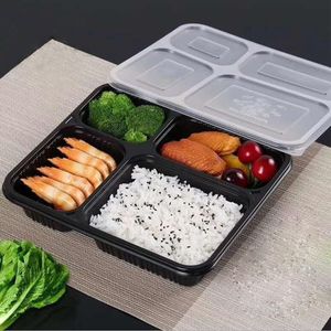 4 compartments Take Out Containers grade PP food packing boxes high quality disposable bento box for Hotel sea way RRA8404
