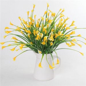 Piękny Sztuczny Mini Calla Liść Jedwab Fałszywa Kwiat Leluja Plastikowe bukiet Rośliny Domowy Salon Wysokiej Jakości Dekoracyjny Kwiat Dekoracyjny