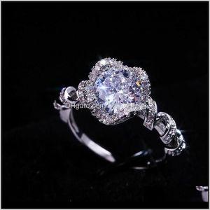 Rings Jewelry Arrival Unique Luxury Jewelry 9825 Sterling Sier Round Cut White Topaz Cz Diamond Party Women Wedding Bridal Ring For Lovers Dr