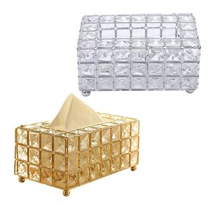 Big Deal Style Metal Crystal Tissue Box avtagbar servetthållare Guld Silverlådor servetter