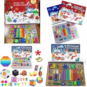 Fidget Leksaker Party Kalendrar Jul dagar Nedräkning Blind Mystery Box Sensory Finger Toy Lucky Boxes Kid Push Bubbles Kids Gift Y2