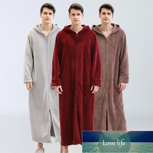 Spa Handduk Mäns Förstoring Hushålls Kläder Vinter Flannel Pajamas Plush Zipper Hooded Bathrock Nightgown Beach Handdukar Bathroom1