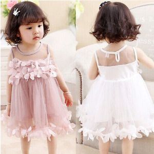 Pageant Toddler Kids Girls Pricness Bridesmaid Tulle Petal Formal Party Dresses Girls Sleeveless Tutu Flower Dress Baby Clothing Q0716