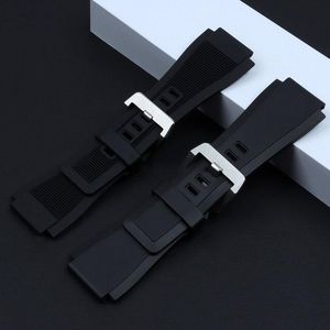 Watch Bands For Bell 34 X 24mm Silicone Rubber Strap/Band Ross BR-01 BR-03 PVD Clasp Black Coffee Gray