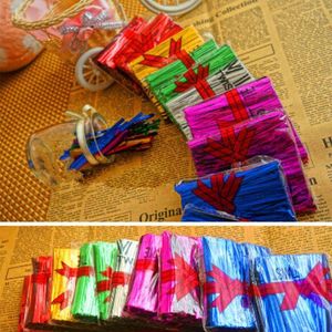 800pcs/paket tel metalik bükülme bağları Çello şeker torbası çelik pişirme ambalajı ligasyonu lolipop tatlı sızdırmazlık bağı