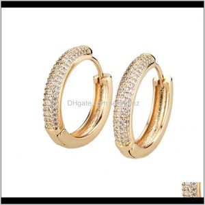 Stud Drop Delivery 2021 Men Women Jewelry Fashion Gold Color Circle Brief Luxury Bling Zircon Hip Hop Hoop Earrings Prnp7