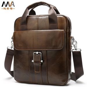 Men's Leather Shoulder Bag Business Vertical Square For Documents Luxury Crossbody Bags Men First Layer Cowhide Handbag Cross Body