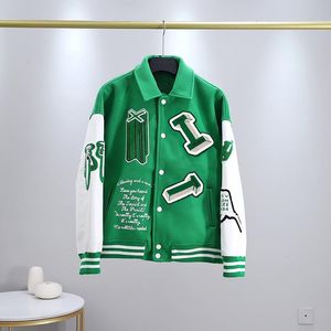 Herrjackor 2021 Modemärke Herrjacka L Vintage Lös Långärmad Grön Baseball Herr Hip Hop Höst Varsity