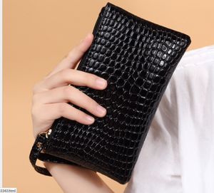 Women Clutch Bag Crocodile Grain Handbag PU Wallets Ladies Candy Colors Purse Business gifts Large Capacity Coin Card Phone Purses shops present Bossiness gift