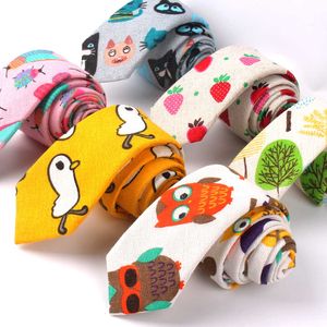 Linen Cotton Cartoon Tie for Men and Women