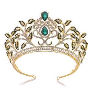 Bridal Wedding Headpieces Crown, Party Dinner Dress Accessoires, High-end Baroque Leaf Design Hoofdband, met de hand verfraaide Steentjes, Dames geschenken, Box Verpakkingen