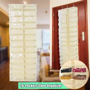 26 Pocket Shoe Door Hanging Organizer Rack Shoes Wall Bag Storage Closet Holder Behind Door Free Nail Bedroom Home Space Saver 210811