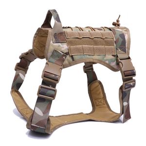 Wojskowa Tactical Dog Wchrząść Owczarek Niemiecki Pet Pet Dog Kamizelka z uchwytem Nylon Bungee Dog Heath Hurness dla małych dużych psów Puppy 210712