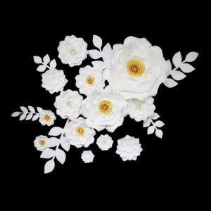 Handmade Paper Rose Kwiaty Wedding Backdrop Dekoracji Okno Wyświetlacz Ornament Home Decor Flower Wall Set