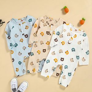 Yenidoğan Bebek Romper Kız Erkek Çocuklar Için Sevimli Karikatür Hayvan Şerit Giysileri Uzun Kollu Sonbahar Tulum Tulum Kıyafetleri Kostümleri